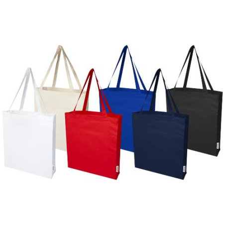 Sac shopping personnalisable à soufflets Madras en coton recyclé 140 g/m² certifié GRS