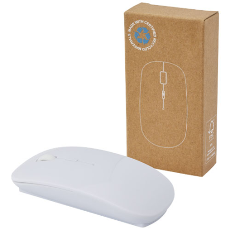 Souris personnalisable sans fil en plastique recyclé certifié RCS - Menlo