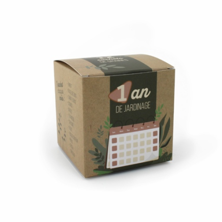 Boîte personnalisable "1 an de jardinage" 1 mois égal 1 sachet de graine