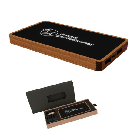 Batterie personnalisée FSC Wood 5000 mAh - Gravure lumineuse incluse