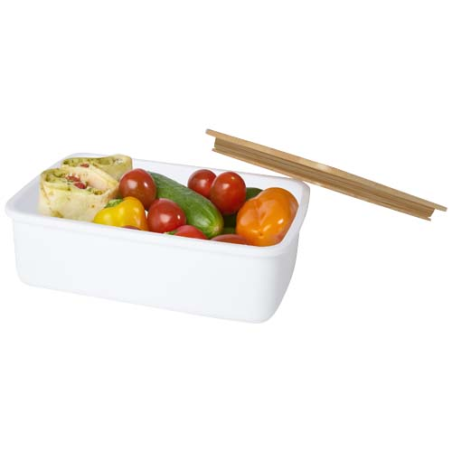 Boîte repas personalisable en plastique recyclé et couvercle en bambou 750 ml - Mangi