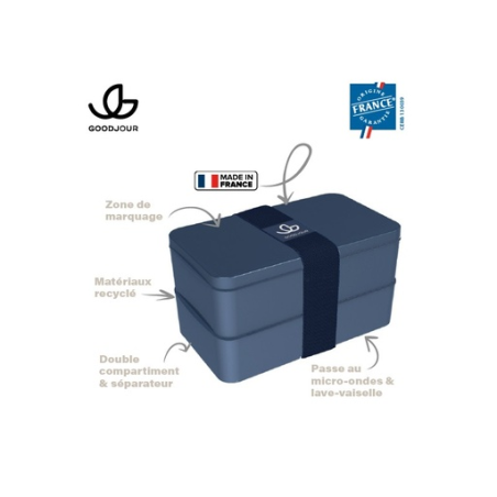 Boîte repas personnalisable 2 compartiments Goodjour® plastique recyclé 1L