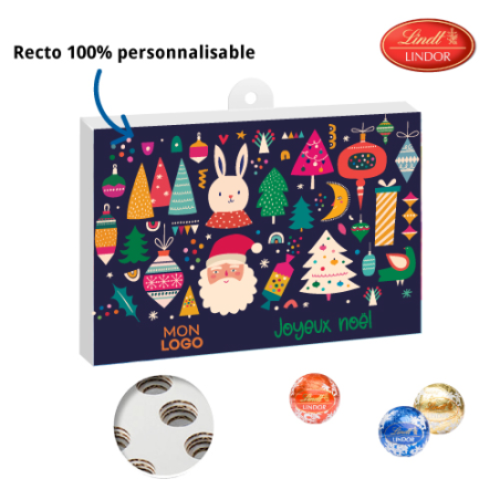 Calendrier de l'avent personnalisable écolo - Lindor Liliput de Lindt (dès 25 pcs)