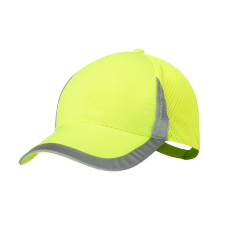 Casquette publicitaire réfléchissante jaune fluo en microfibre Destada