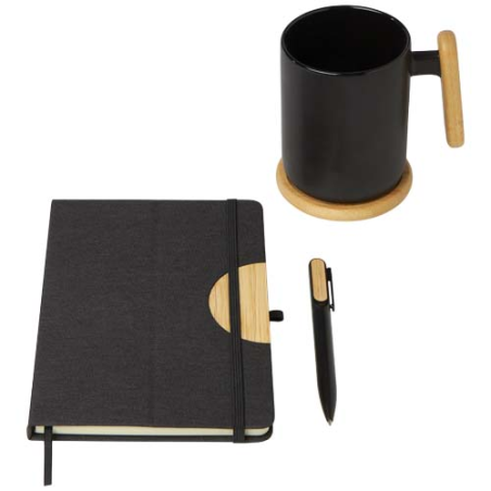 Coffret cadeau Laura avec carnet, stylo, mug et un sous-verre