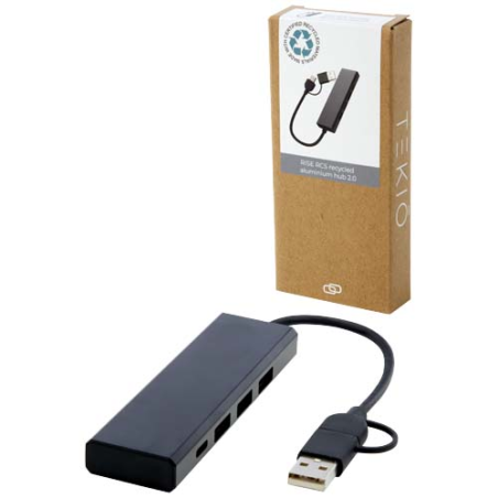 Concentrateur USB personnalisé 2.0 Rise en aluminium recyclé certifié RCS