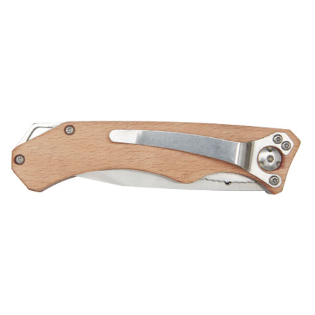 Couteau de poche personnalisable en bois Dave avec clip de ceinture