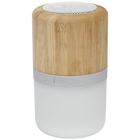 Enceinte Bluetooth® personnalisable Aurea en bambou avec lumière