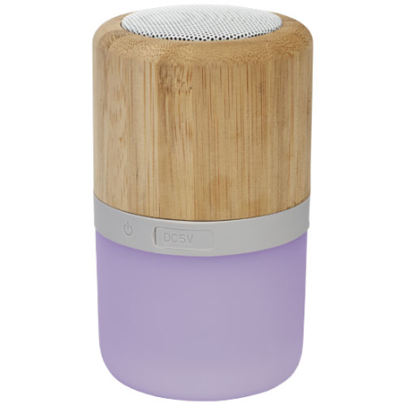 Enceinte Bluetooth® personnalisable Aurea en bambou avec lumière