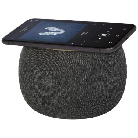 Enceinte Bluetooth® personnalisée et tapis de charge sans fil Ecofiber en bambou/RPET