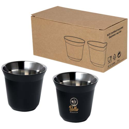 Ensemble de tasses à espresso en acier inoxydable Duo de 80 ml certifié RCS