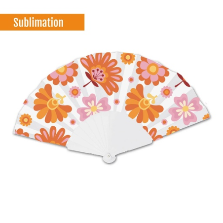 Eventail personnalisable blanc en plastique Fiesta Sublimation