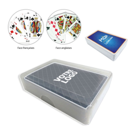 Jeu de 52 cartes personnalisable - Emballage Cellophane + étui plastique