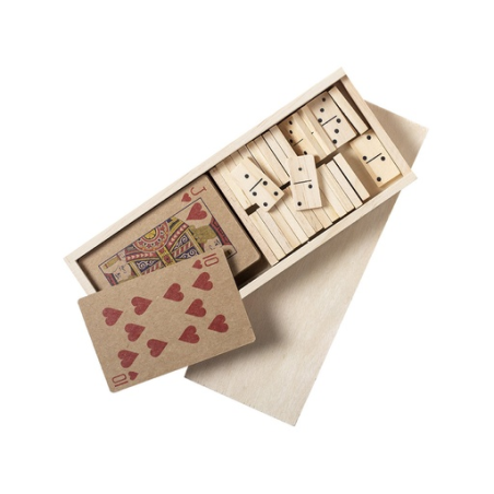 Jeu de carte personnalisé et dominos en bois Halin