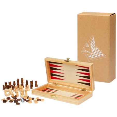 Jeu de plateau personnalisable Mugo 3-en-1 en bois