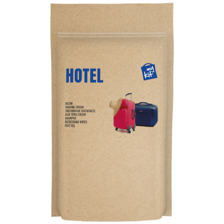 Kit d'hôtel personnalisé avec pochette en papier kraft recyclé