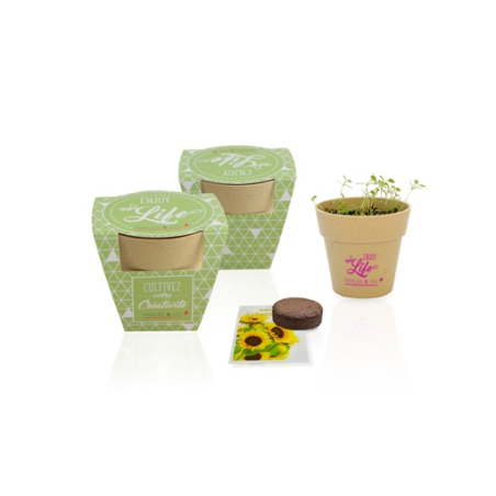 Kit de plantation personnalisé Pot en fibre de Bambou 100% Biodégradable