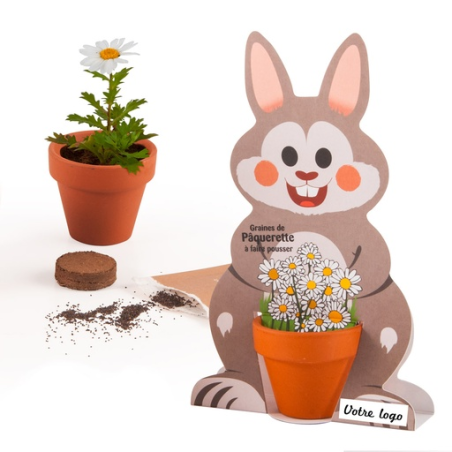 Kit de plantation publicitaire avec graines - Lapin de Pâques