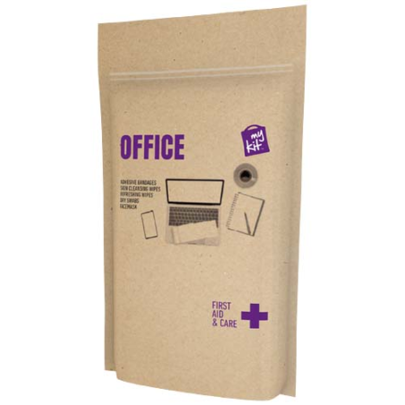 Kit de premiers secours de bureau publicitaire avec pochette en papier kraft recyclé