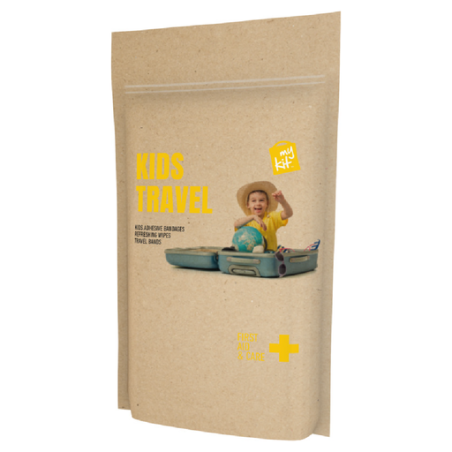 Kit de voyage pour enfant publicitaire en papier kraft recyclé