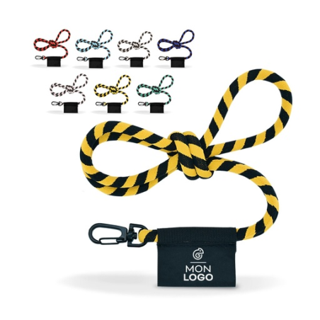 Lanyard personnalisable avec étiquette tisée - Chenille