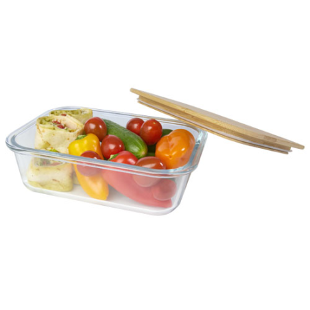 Lunch box personnalisable Roby en verre avec couvercle en bambou 1L