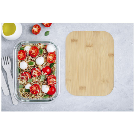 Lunch box personnalisable Roby en verre avec couvercle en bambou 1L