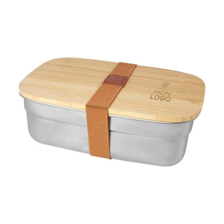 Lunch box personnalisée Tite en acier inoxydable avec couvercle en bambou