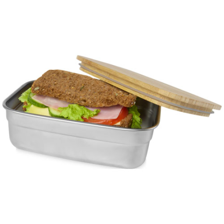 Lunch box personnalisée Tite en acier inoxydable avec couvercle en bambou