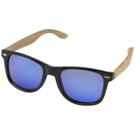 Lunettes de soleil personnalisable polarisées miroir Hiru en rPET/bois dans coffret cadeau