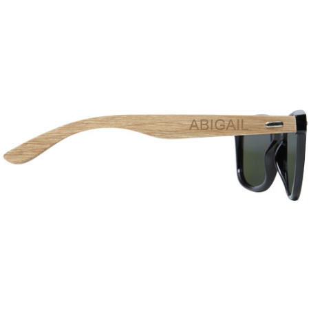 Lunettes de soleil personnalisable polarisées miroir Hiru en rPET/bois dans coffret cadeau