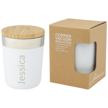 Mug isotherme personnalisé Lagan de 300 ml en acier inoxydable et bambou