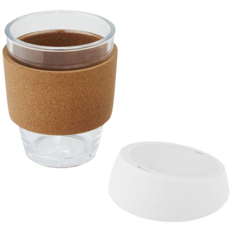 Mug personnalisable Lidan de 360 ml en verre, liège et silicone