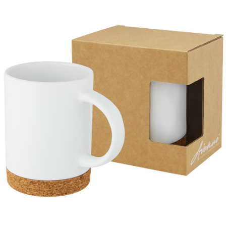 Mug personnalisée Neiva de 425 ml en céramique avec base en liège