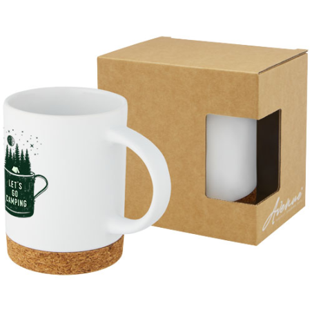 Mug personnalisée Neiva de 425 ml en céramique avec base en liège