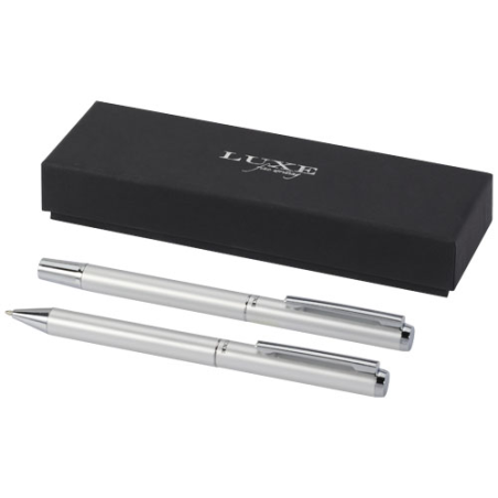 Parure personnalisable stylo bille et stylo roller Lucetto en aluminium recyclé