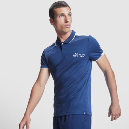 Polo de sport publicitaire en polyester et polyester recyclé 140g/m² certifié GRS Tamil pour homme - S à 3XL