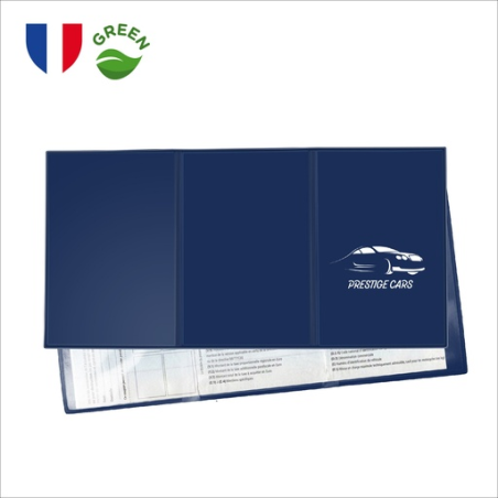 Porte carte grise personnalisé en PVC 3 volets - Made in France