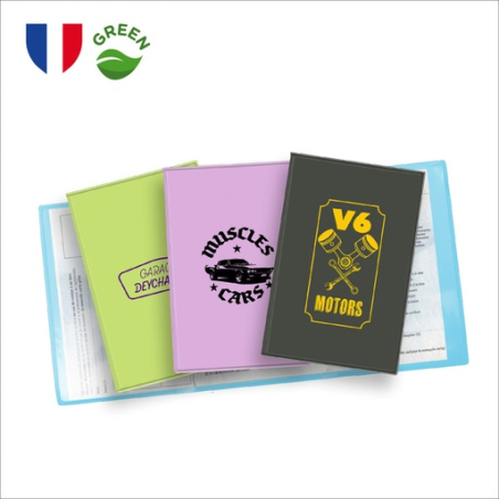 Porte carte grise personnalisé en PVC 3 volets - Made in France