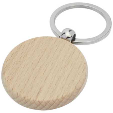 Porte-clés personnalisable rond Giovanni en bois de hêtre