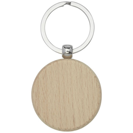 Porte-clés personnalisable rond Giovanni en bois de hêtre