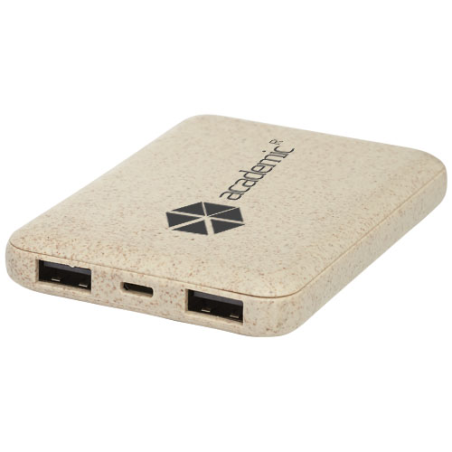 Powerbank personnalisable Asama de 5 000 mAh en paille de blé