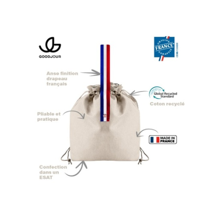 Sac déjeuner personnalisable en coton recyclé GRS Goodjour® 12L Le Tricolore