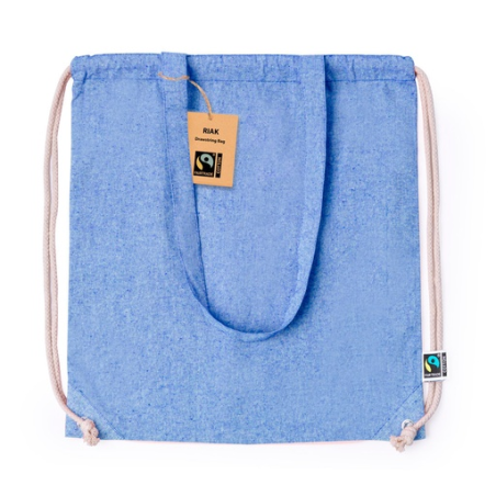 Sac ficelle et cordon publicitaire 100% coton 140 g/m2 Riak Fairtrade