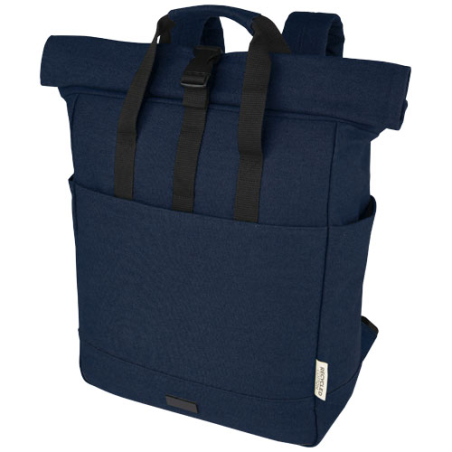 Sac ordinateur personnalisé Joey de 15 L en toile recyclée GRS 15 pouces avec dessus enroulable