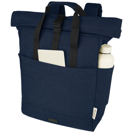 Sac ordinateur personnalisé Joey de 15 L en toile recyclée GRS 15 pouces avec dessus enroulable