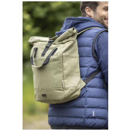 Sac ordinateur personnalisé Joey de 15 L en toile recyclée GRS 15 pouces avec dessus enroulable