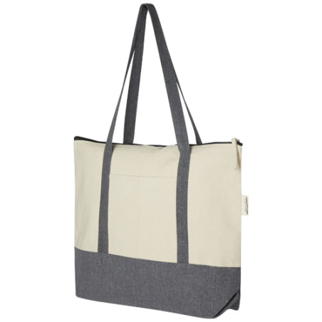 Sac shopping publicitaire à fermeture éclair 10 L en coton recyclé 320 g/m² Repose