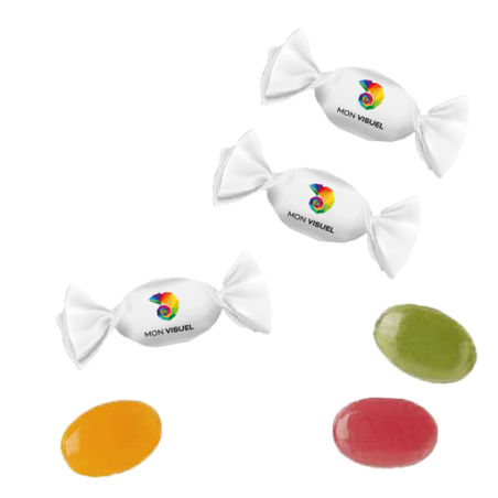 Sachet de bonbons personnalisé en papillote de 5 kg compostable - Mélange de fruits - Végan