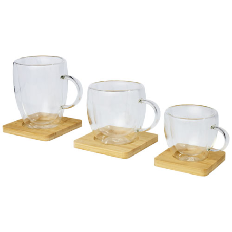 Set de 2 tasses isothermes Manti de 350 ml avec sous-verre en bambou